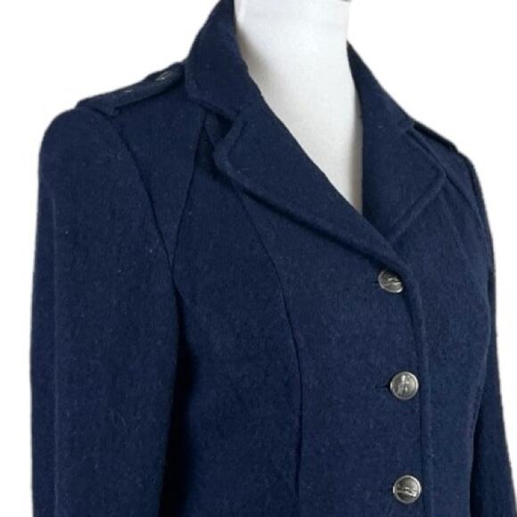 Elevenses Blazer 4 Button Closure Wool Blend Princess Seams Navy Blue Size 6 - Picture 6 of 13
